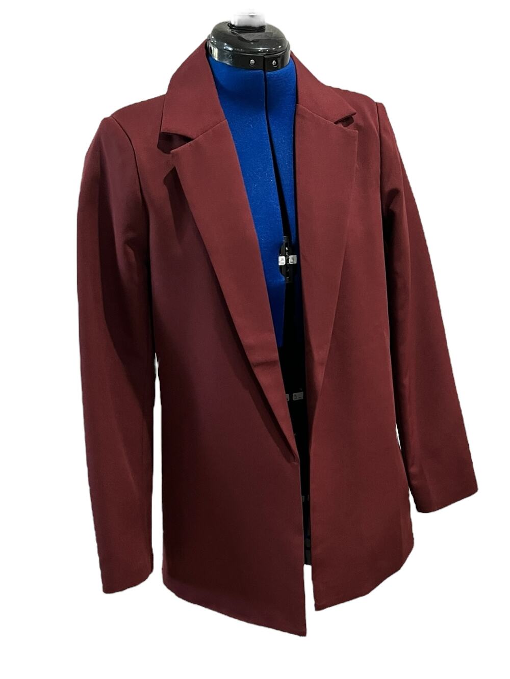 Missguided Burgundy Open Structured Blazer Size 4 Classic Smart Casual PTP - 20"